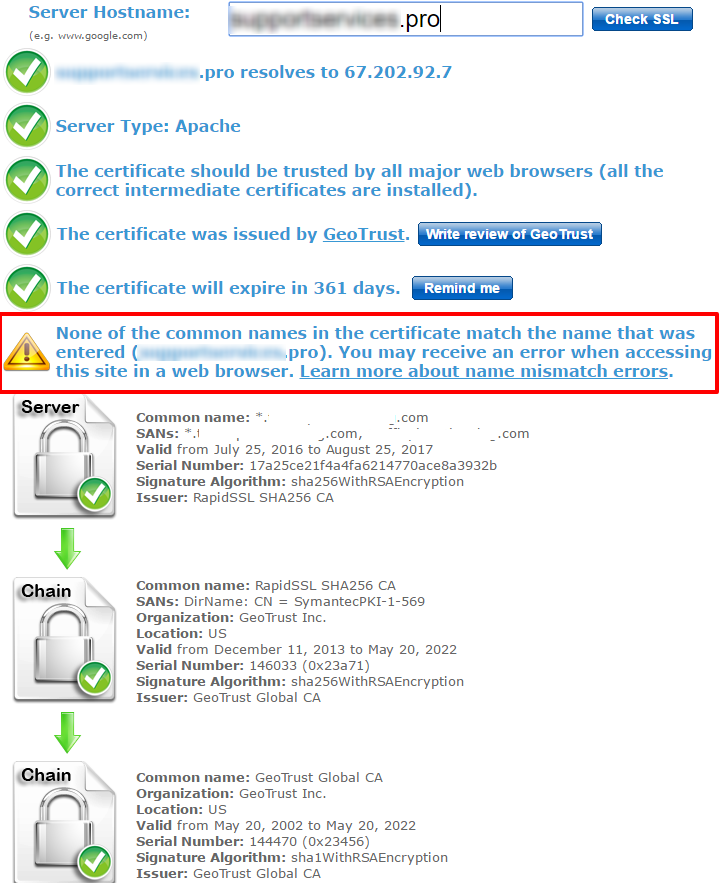 Connection Not Private and broken SSL